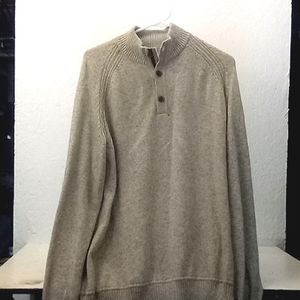Alex Cannon size large Italian yarn long sleeve tan sweater 3/4 button up